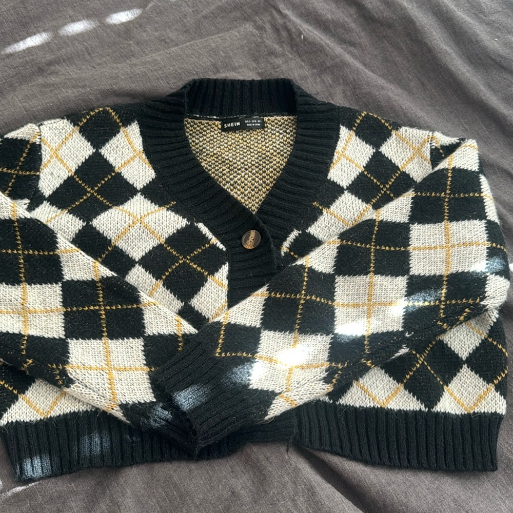 Cropped Print Cardigan